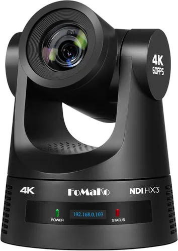 FoMaKo Cámara PTZ 4K NDI de 60 fps 30x, compatible con salida NDI HX3 4K 60fps, zoom óptico de 30x, seguimiento automático AI Gen 3,