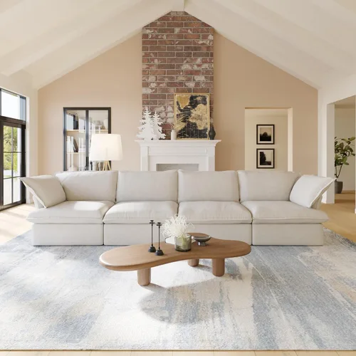 Miniatura 9 de Sofá modular modular de 122.82 pulgadas con cojín grueso, sofá minimalista de 3 plazas, sofá convertible de asiento profundo para sala de estar