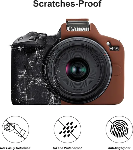 Miniatura 3 de Funda para Canon EOS R50, funda protectora de silicona suave para Canon R50 con correa de muñeca ajustable de 8 pulgadas, funda ligera R50 (negro)