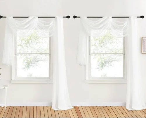 Miniatura 23 de NICETOWN Cenefa decorativa larga para ventana, cenefa de bufanda de boda, cortina de gasa para sala de estar, dormitorio, ceremonia