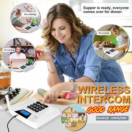 Miniatura 5 de Intercomunicadores Inalámbricos para el Hogar Manos Libres, Intercomunicador Mejorado 2024 de 5300 pies con Respuesta Automática, Sistema