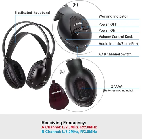 Miniatura 3 de Auriculares inalámbricos infrarrojos para coche para ciudad y campo, Siena, Sequoia, Odyssey, Grand Caravan, Durango, Tahoe, Suburban, Yukon (XL)