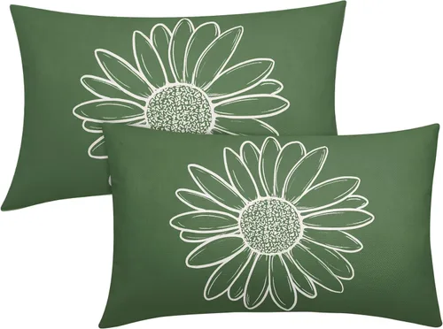 Miniatura 57 de Juego de 2 fundas de almohada de plantas verdes de 18 x 18 pulgadas, diseño de hojas de helecho botánico verde salvia, primavera, verano, vintage