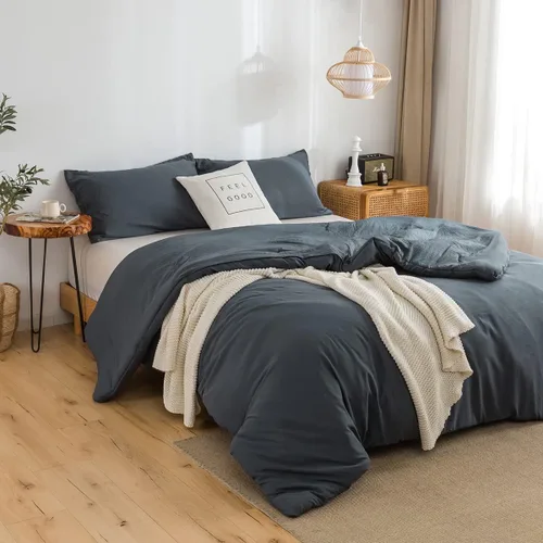 Miniatura 8 de Juego de edredón suave y esponjoso de 2 piezas para cama individual / XL, fabricado con tela de microfibra de polialgodón lavable y acogedora