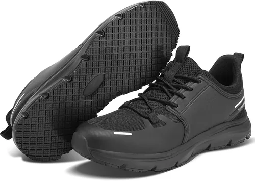 Miniatura 7 de Zapatos de trabajo antideslizantes para hombre, resistentes al agua, cómodos, transpirables, ligeros, para caminar, color negro, para cocinero
