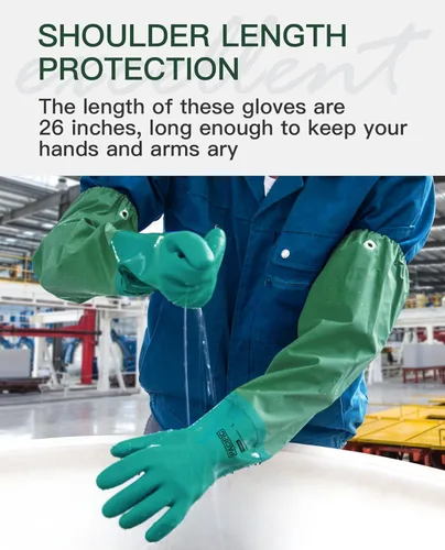 Miniatura 6 de PACIFIC PPE 3 pares de guantes de goma de 26 pulgadas, resistentes a los químicos, guantes impermeables extra largos de servicio pesado con forro