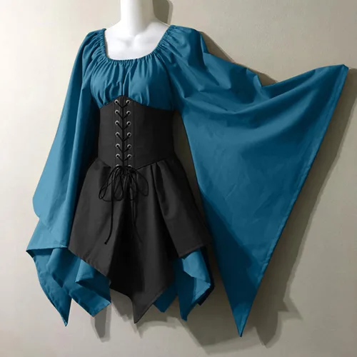 Miniatura 3 de Vestidos medievales de talla grande, disfraz de Halloween para mujer, disfraz vintage de Halloween, sombrero de bruja rosa de hada, para adulto