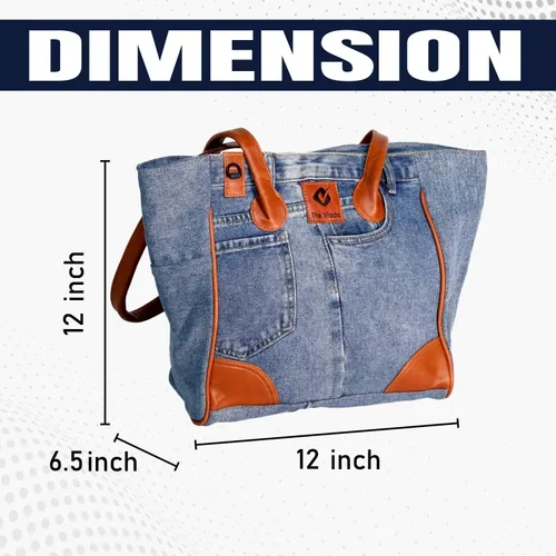 Miniatura 3 de THE VIADO Bolso de hombro de mezclilla para mujer, bolso de mano de gran capacidad con retro