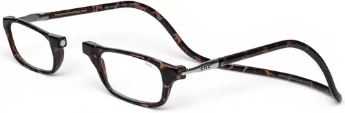 Clic Lentes de lectura magnéticos, lectores ajustables para colgar en el cuello, ajuste seguro con diadema rígida, originales (S-M, tortuga, 2.75)