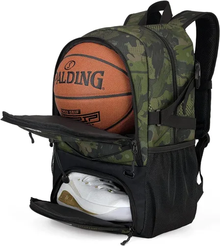 Miniatura 9 de GRANDUP - Mochila de baloncesto con compartimento para pelota y zapatos. Adecuada para voleibol, fútbol, natación, gimnasio, viajes y escuela