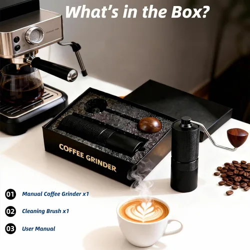 Miniatura 7 de Molinillo de café manual, rebaba cónica de acero inoxidable con ajuste ajustable, posicionamiento de doble rodamiento para prensa francesa, goteo