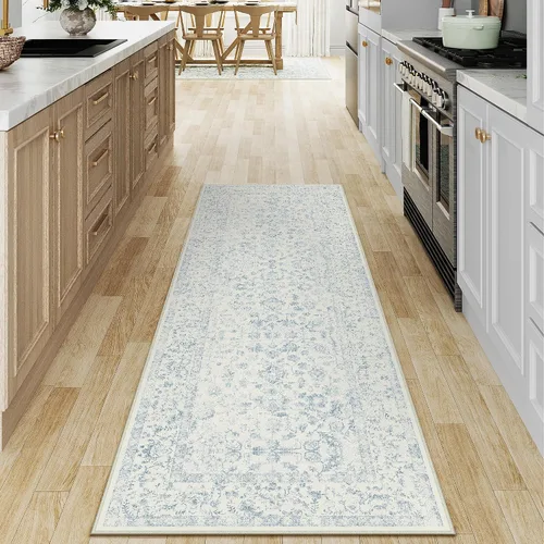 Miniatura 78 de PureCozy Alfombra de área beige de 2 x 3 pulgadas, lavable, vintage, pequeña, para entrada, cocina, suave, retro, floral, de pelo bajo, tapete