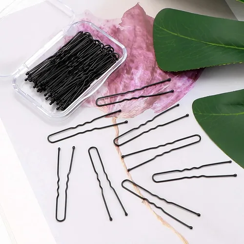 Miniatura 4 de AIEX Kit de 50 horquillas en forma de U, pinzas para el cabello de sujeción segura para mujeres y niñas y peluquería (negro)