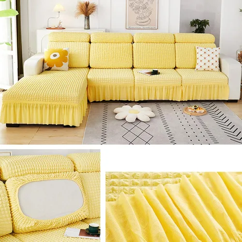 Miniatura 19 de Fundas elásticas para cojín en forma de L, funda de sofá modular de 1/2/3/4 asientos, con falda, sillón, sofá biplaza, protector de muebles