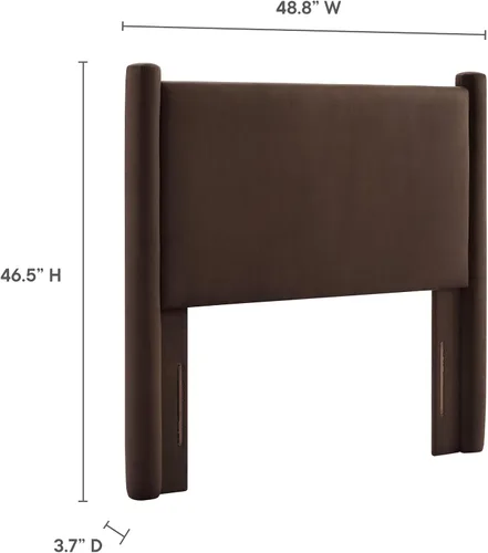 Miniatura 25 de Modway Rael Queen - Cabecera tapizada con pilares en color gris pardo - Cabecera de terciopelo resistente a las manchas para camas tamaño Queen Topo