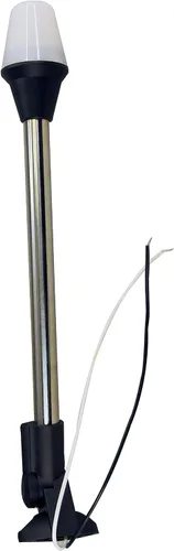 Pactrade Marine Luces de navegación para barco de todo tipo - Luz de popa blanca incandescente de 16 pulgadas (montaje en superficie, base plegable)
