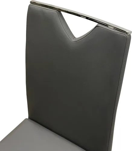 Miniatura 6 de Sunset Trading Doral Sillas de comedor tapizadas de piel sintética Base voladiza cromada pulida en forma de S Asientos acolchados y respaldos