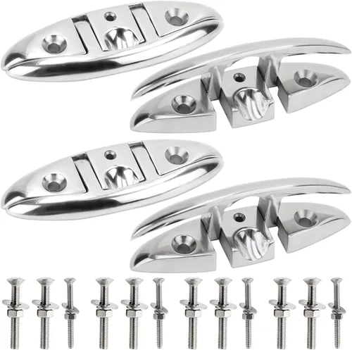 Miniatura 8 de Tacos de Barco Laorde 5" 6 pulgadas de Acero Inoxidable 316 Tacos Plegables de Grado Marino Taco de Cuerda Abatible Taco de Muelle para Barco, Kayak