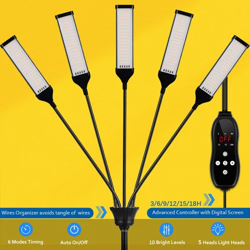 Miniatura 2 de Luces de cultivo para plantas de interior, luz LED de espectro completo Aukphie con soporte, temporizador de encendido/apagado automático