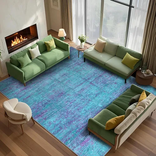 Miniatura 24 de Alfombra abstracta de 3 x 5 para sala de estar, dormitorio, entrada, color azul