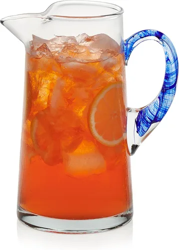 Miniatura 8 de Libbey Acapulco - Juego de 2 jarras de vidrio grandes de 89 onzas, claras, altas jarras de vidrio de burbujas con asa, modernas jarras de bebidas