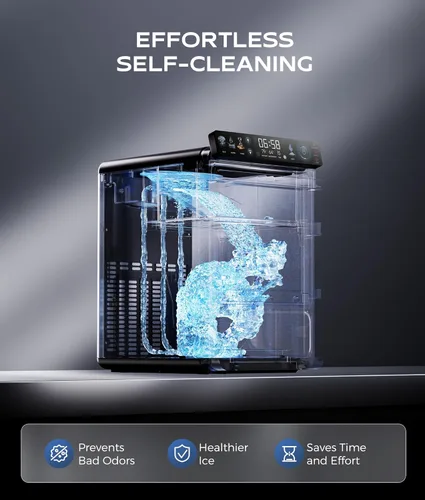Miniatura 7 de ecozy - Máquina de hielo para pepitas, Máquina de hielo inteligente para encimera con control por APP, 20 kilos por día de hielo blando masticable