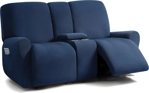 Miniatura 28 de ULTICOR - Juego de 8 fundas para sofá reclinable de jacquard, fundas elásticas para sofá reclinable para 3 cojines, fundas gruesas, suaves y Gris