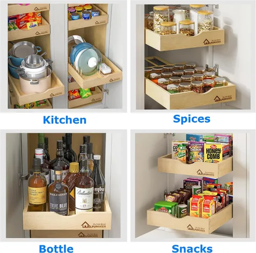 Miniatura 6 de WelFurGeer Cajones extraíbles para armarios de cocina, organizador de gabinete extraíble, organizadores de gabinetes y almacenamiento, organizador