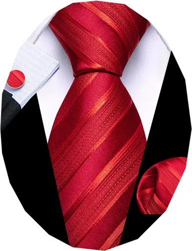 Miniatura 367 de Barry.Wang Juego de corbatas para hombre, corbata de seda a rayas, tejido a cuadros, gemelos formales, negocios, boda