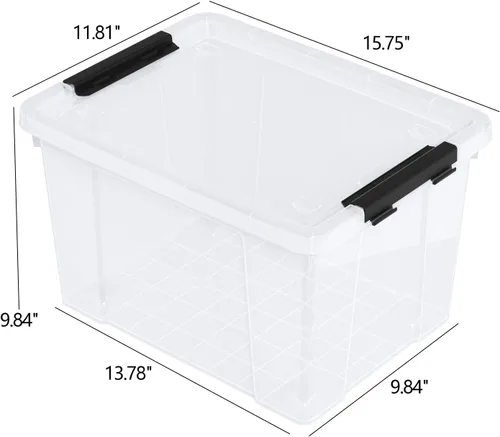 Miniatura 2 de Paquete de 4 contenedores de almacenamiento de 22 qt, de plástico, con tapas, contenedor de almacenamiento de plástico con ruedas y cierre