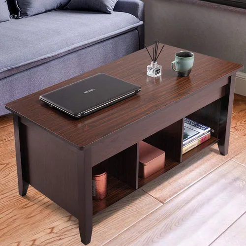 Miniatura 2 de LAZYMOON Mesa de centro elevable, compartimento de almacenamiento de escritorio para computadora portátil, muebles para el hogar de madera maciza