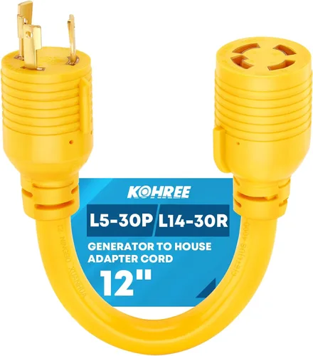 Miniatura 10 de Kohree Cable adaptador de generador NEMA 5-15P a L14-30R, adaptador de 3 clavijas a 4 clavijas, STW 10 AWG 12 pulgadas, generador macho de 15