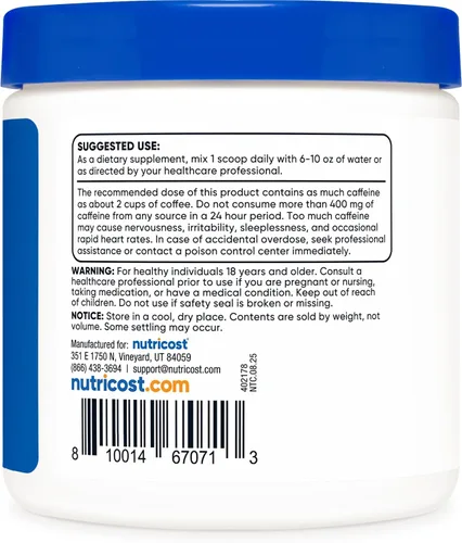 Miniatura 4 de Nutricost Extracto de guaraná en polvo, 3.53 oz por botella, suplemento energizante de cafeína natural brasileña