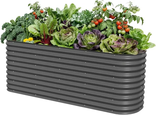 Miniatura 31 de Vego garden Jardinera elevada redonda de 32 pulgadas de alto y 42 pulgadas para jardín, para verduras, flores, patio, gris moderno