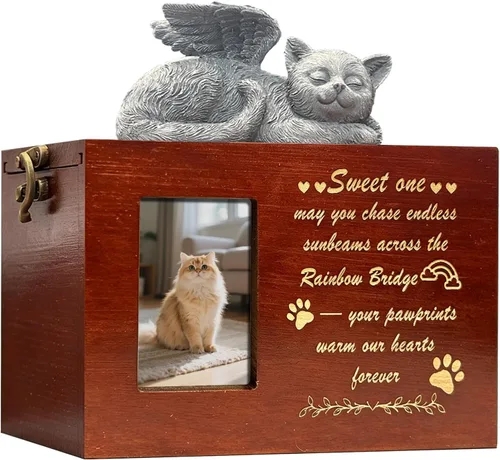 Miniatura 27 de Urna grande para perro para cenizas, caja de cremación funeraria negra con foto urna conmemorativa para mascotas con marco de fotos, caja