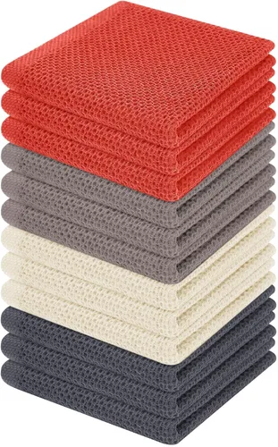 Miniatura 298 de Homaxy Paños de cocina de 100% algodón con tejido de gofre, ultra suaves, absorbentes, de secado rápido, 12 x 12 pulgadas, paquete de 6, amarillo