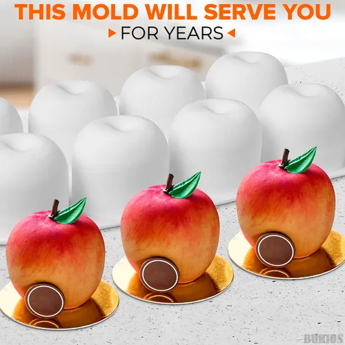 Miniatura 9 de Molde de silicona de manzana de 8 cavidades, molde de manzana de 11.22 x 6.69 x 2.3 pulgadas para hornear vacaciones, mousse, pasteles, gelatina