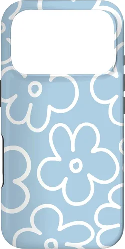 Miniatura 29 de Funda floral para iPhone 14 Cute Sky Blue and White Flower Pattern Wildflower