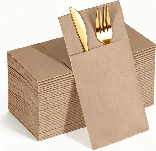 Miniatura 19 de KAMMAK Servilletas Desechables Verde Matcha con Bolsillo Tipo Tela Servilletas de Papel para Cena Paquete de 100 Plegadas Servilleta de Recepción
