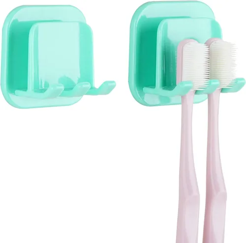 Miniatura 14 de 2 piezas de soportes para cepillo de dientes autoadhesivos montados en la pared, gancho para cepillo de dientes a prueba de agua, 3 en 1