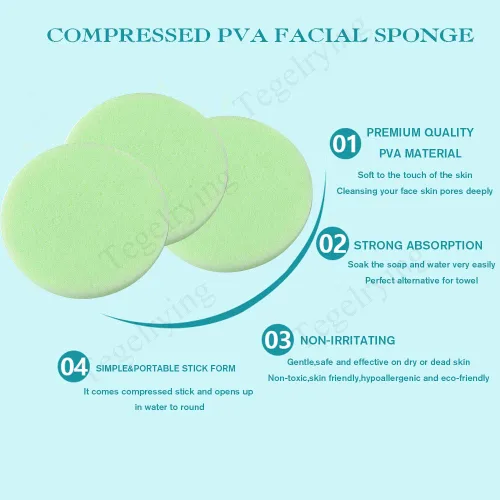 Miniatura 5 de Esponja facial comprimida, 60 unidades de PVA profesional para remoción de maquillaje, esponjas faciales redondas, almohadillas de spa, limpieza