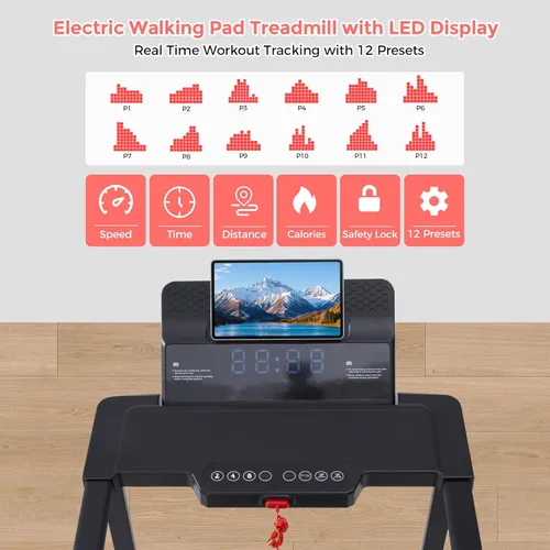 Miniatura 7 de Walking Pad with Handle Bar, 3.5HP Electric Portable Walking Pad Treadmill with Handles, 0.6-10MPH Running Treadmill with Handles for Home Small