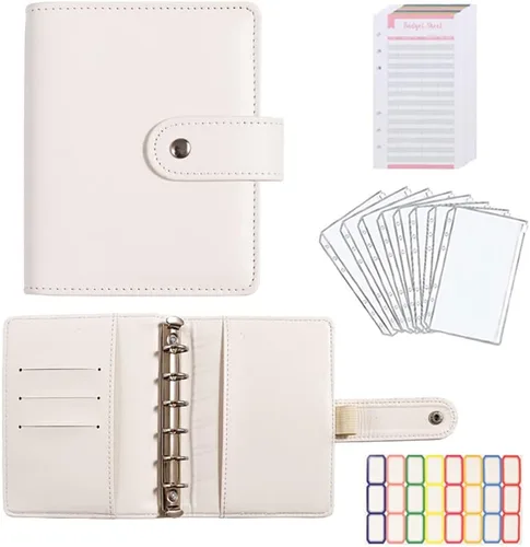Miniatura 10 de Juego de carpetas presupuestarias A7, mini organizador de dinero para ahorrar efectivo, sistema de sobres de relleno de efectivo, carpetas Rojo rosa