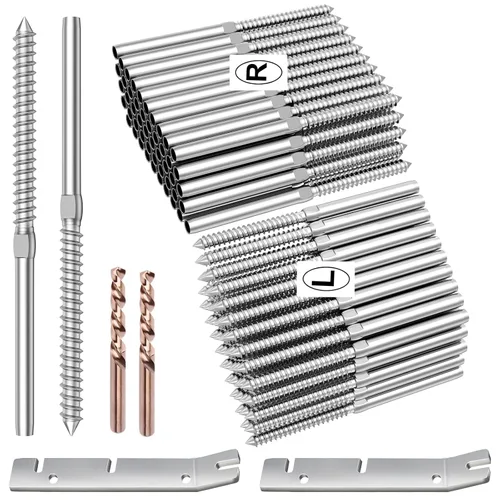 Miniatura 10 de BLIKA Paquete de 120 tornillos de acero inoxidable T316 con rosca de mano derecha e izquierda para postes de madera de 1/8" de kit de barandilla