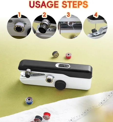 Miniatura 5 de Nueva máquina de coser portátil de mano, máquina de coser a mano con juego completo de hilos, adecuada para reparación rápida de bricolaje y uso