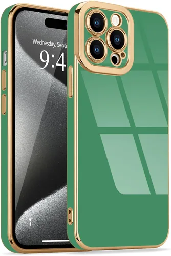 Miniatura 12 de Lafunda Diseñada para iPhone 13 Pro, fundas lujosas con chapado lindo para mujeres y niñas, elegante borde dorado, a prueba de golpes, TPU con funda