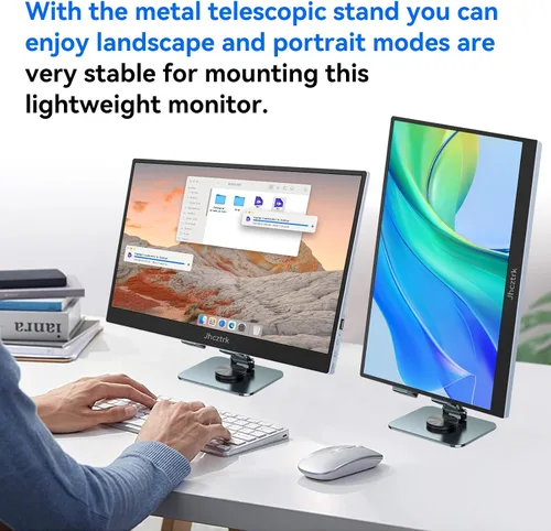Miniatura 4 de Monitor portátil de 15.6 pulgadas, FHD 1080P 100% sRGB, bisel de metal ultra delgado, monitor externo USB-C con soporte y bolsa de transporte
