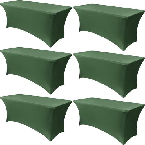 Miniatura 28 de Obstal Paquete de 6 Fundas de Mesa Elásticas de Spandex para Mesas de 6 Pies - Mantel Rectangular Universal Ajustado de 6 Pies Protector para Bodas
