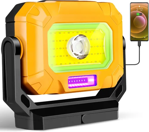 Luz de trabajo LED Keadeso, luz de trabajo magnética de 1500 lm con soporte magnético giratorio de 360° y 15 modos, luz mecánica recargable de 4000