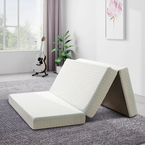 Miniatura 8 de MUUEGM Colchón plegable, colchón triple de espuma viscoelástica de 6 pulgadas, colchón plegable con funda extraíble, cubrecolchón triple